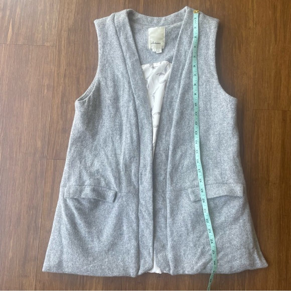 Anthropologie Elevenses Wool Vest Womens Small Gray Pockets Academia Layer Open - Picture 10 of 14